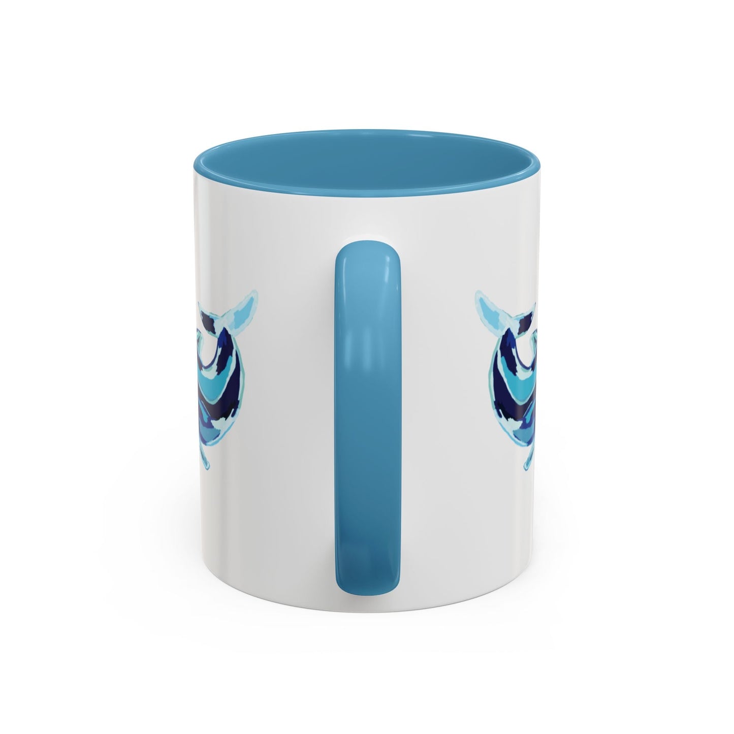 Blue Whale Ocean Life Two Tone Ceramic Coffee Mug - 11 oz & 15 oz - Blue Cava