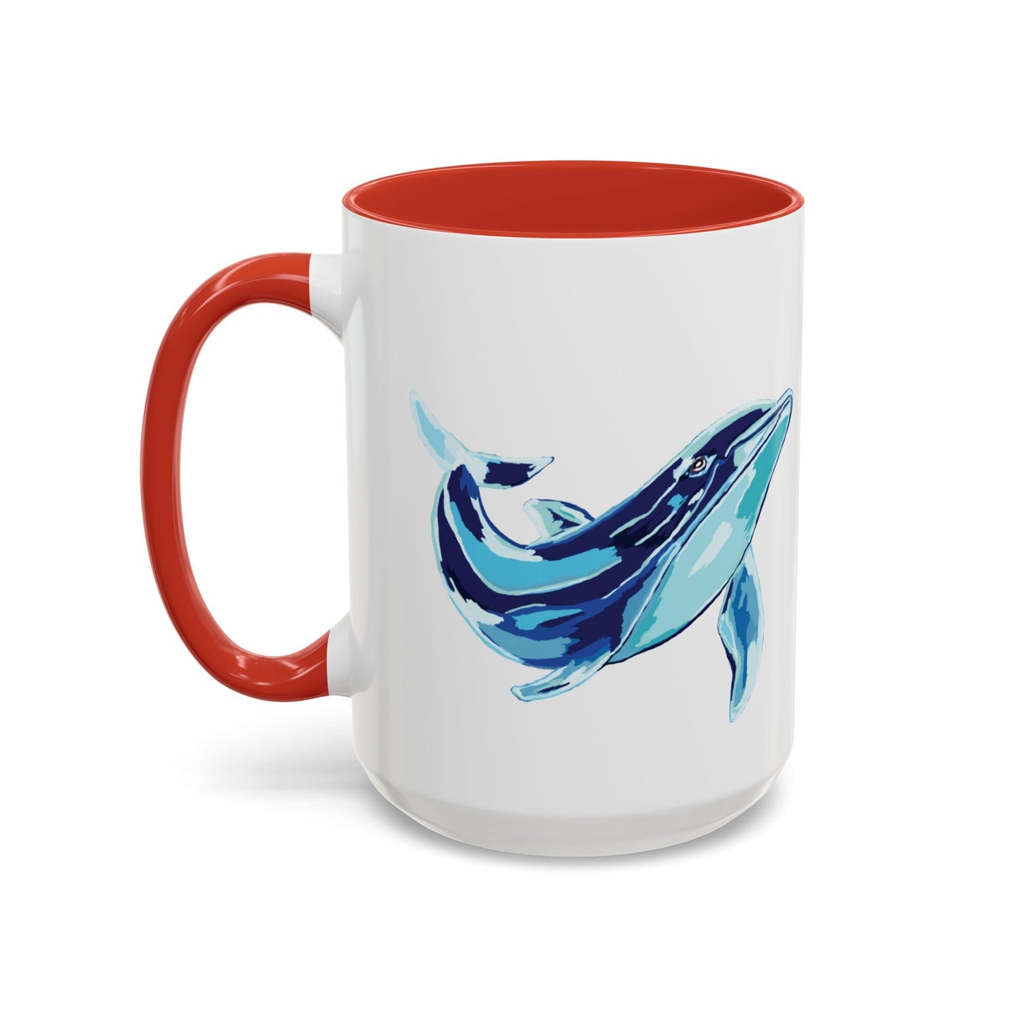 Blue Whale Ocean Life Two Tone Ceramic Coffee Mug - 11 oz & 15 oz - Blue Cava