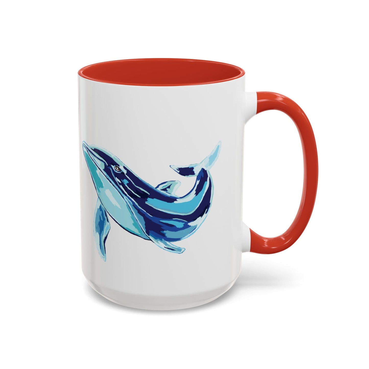 Blue Whale Ocean Life Two Tone Ceramic Coffee Mug - 11 oz & 15 oz - Blue Cava