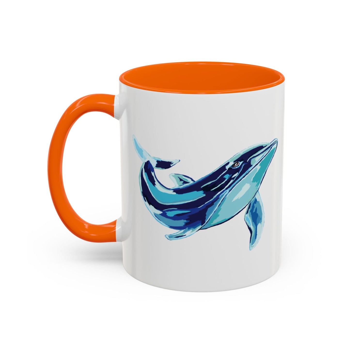 Blue Whale Ocean Life Two Tone Ceramic Coffee Mug - 11 oz & 15 oz - Blue Cava
