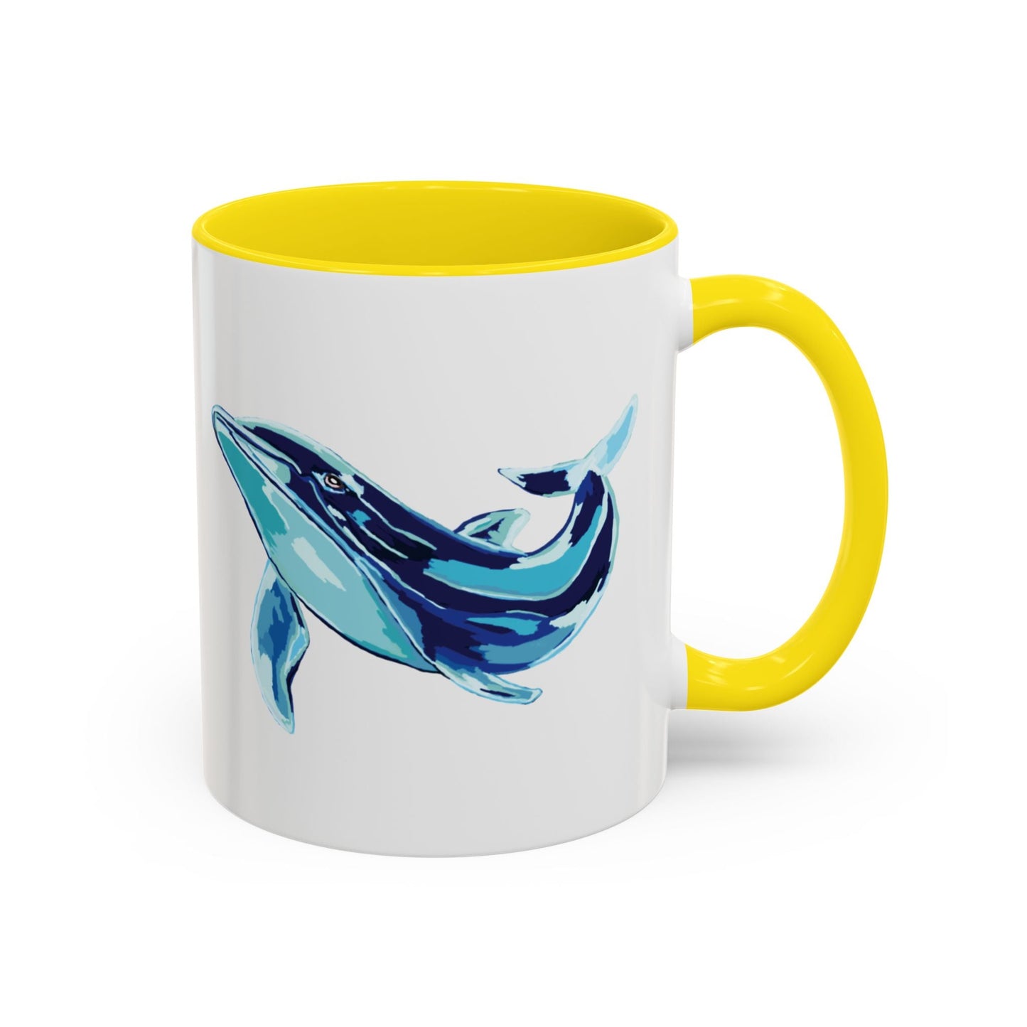 Blue Whale Ocean Life Two Tone Ceramic Coffee Mug - 11 oz & 15 oz - Blue Cava