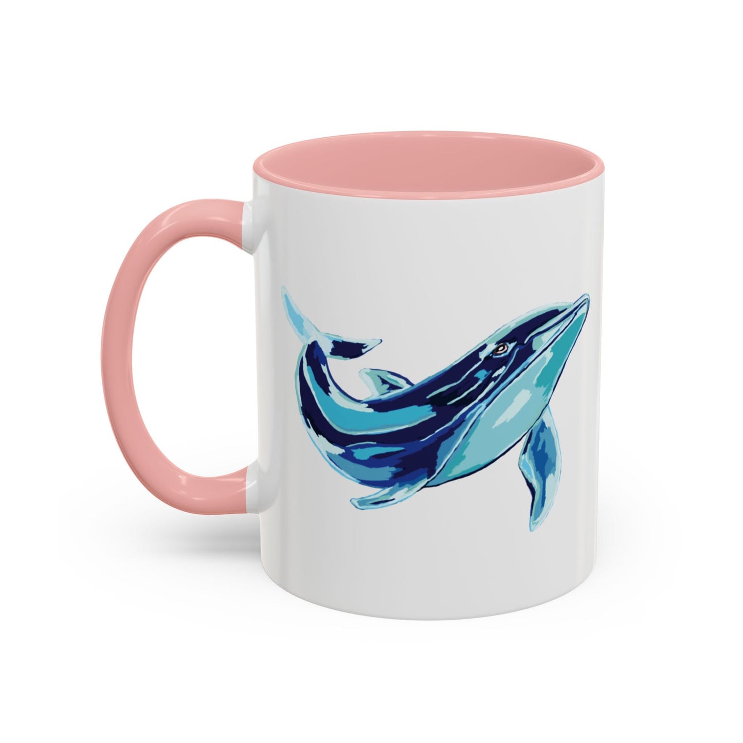Blue Whale Ocean Life Two Tone Ceramic Coffee Mug - 11 oz & 15 oz - Blue Cava