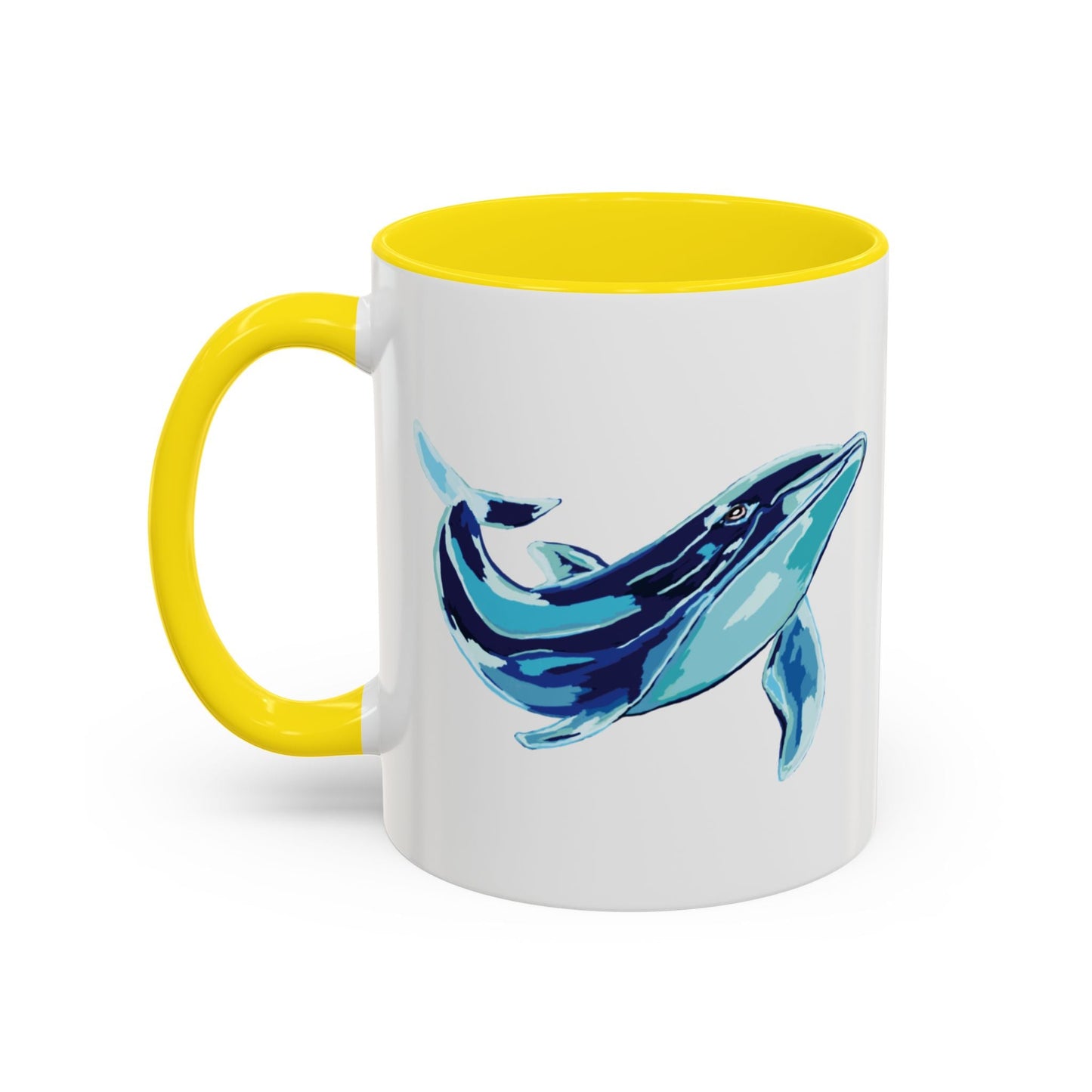 Blue Whale Ocean Life Two Tone Ceramic Coffee Mug - 11 oz & 15 oz - Blue Cava