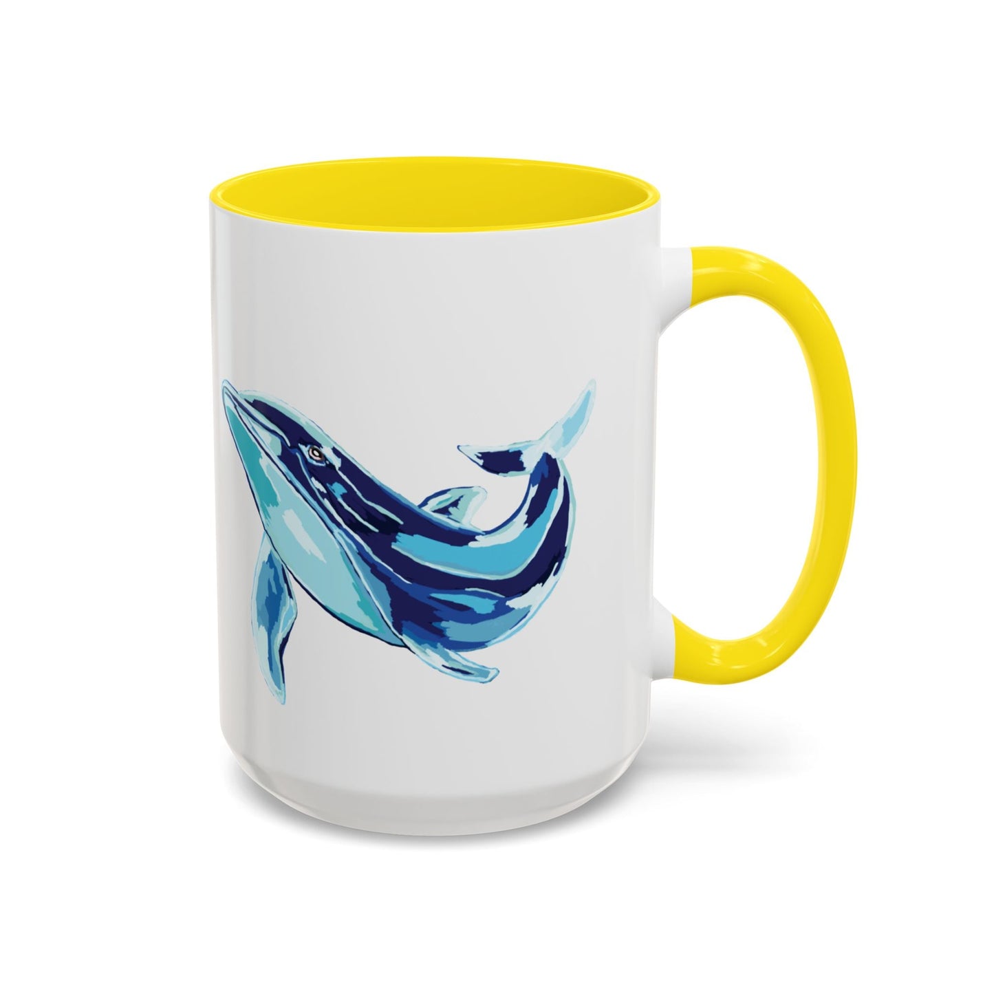 Blue Whale Ocean Life Two Tone Ceramic Coffee Mug - 11 oz & 15 oz - Blue Cava