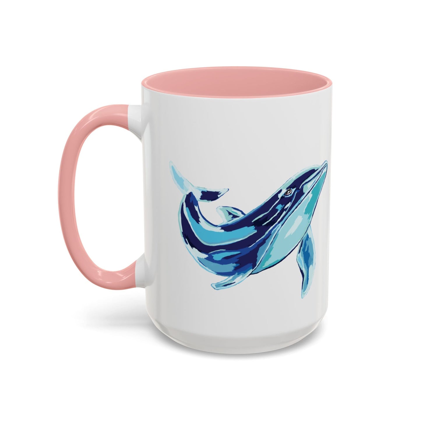Blue Whale Ocean Life Two Tone Ceramic Coffee Mug - 11 oz & 15 oz - Blue Cava