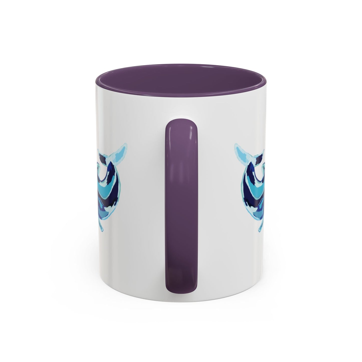 Blue Whale Ocean Life Two Tone Ceramic Coffee Mug - 11 oz & 15 oz - Blue Cava