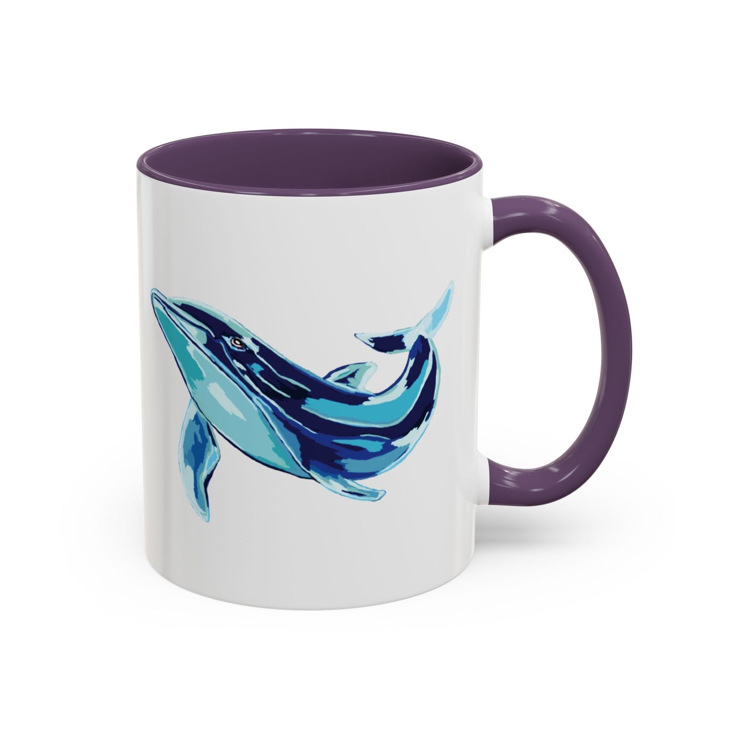 Blue Whale Ocean Life Two Tone Ceramic Coffee Mug - 11 oz & 15 oz - Blue Cava