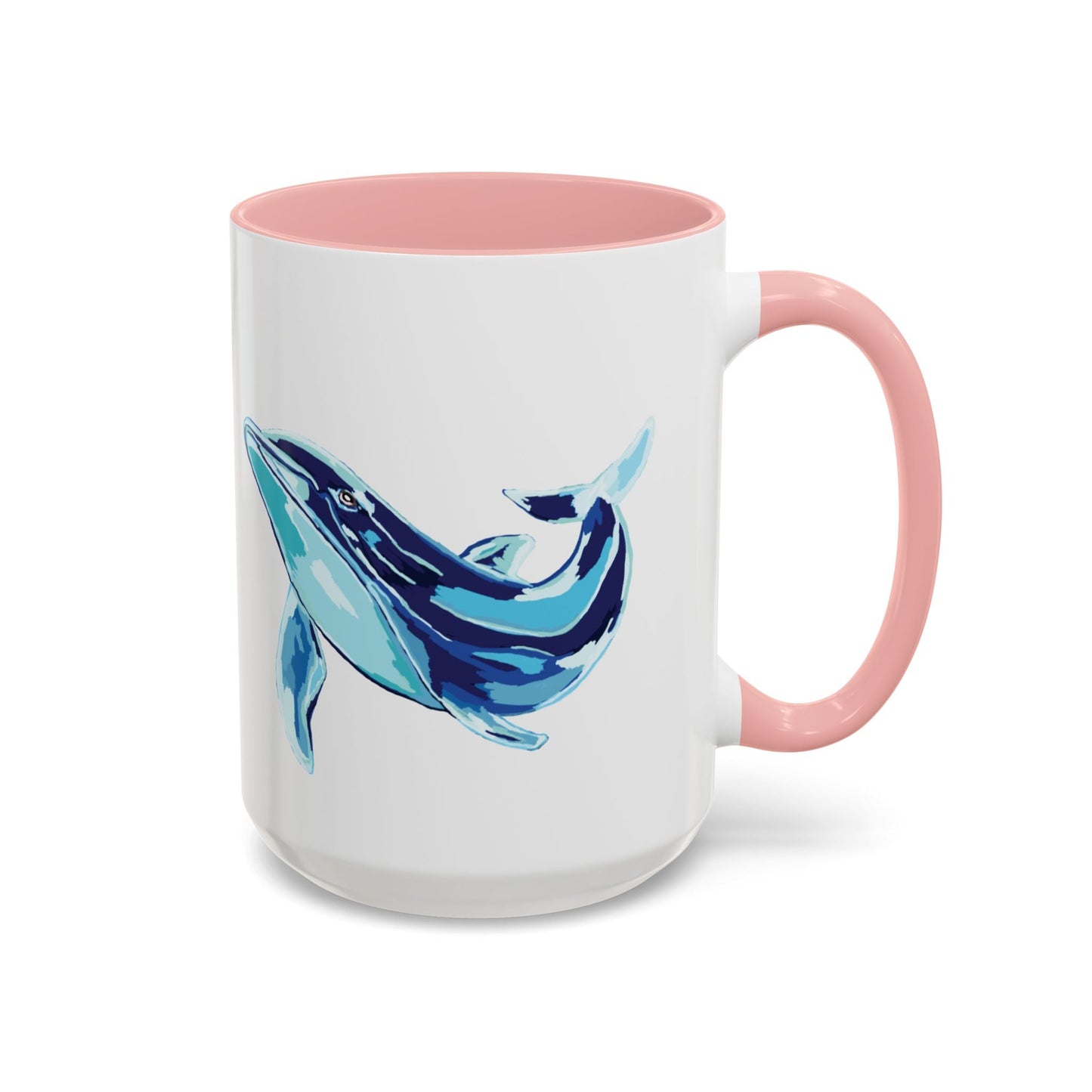 Blue Whale Ocean Life Two Tone Ceramic Coffee Mug - 11 oz & 15 oz - Blue Cava
