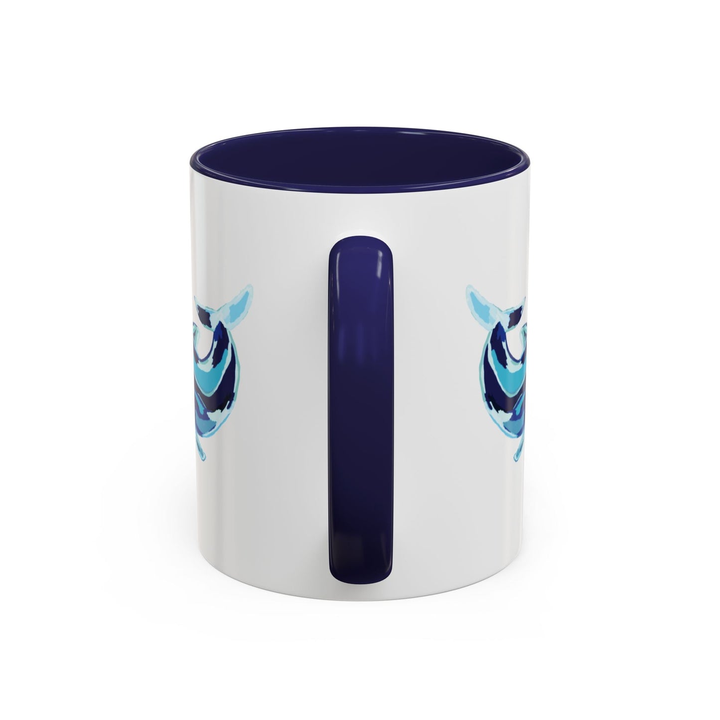 Blue Whale Ocean Life Two Tone Ceramic Coffee Mug - 11 oz & 15 oz - Blue Cava