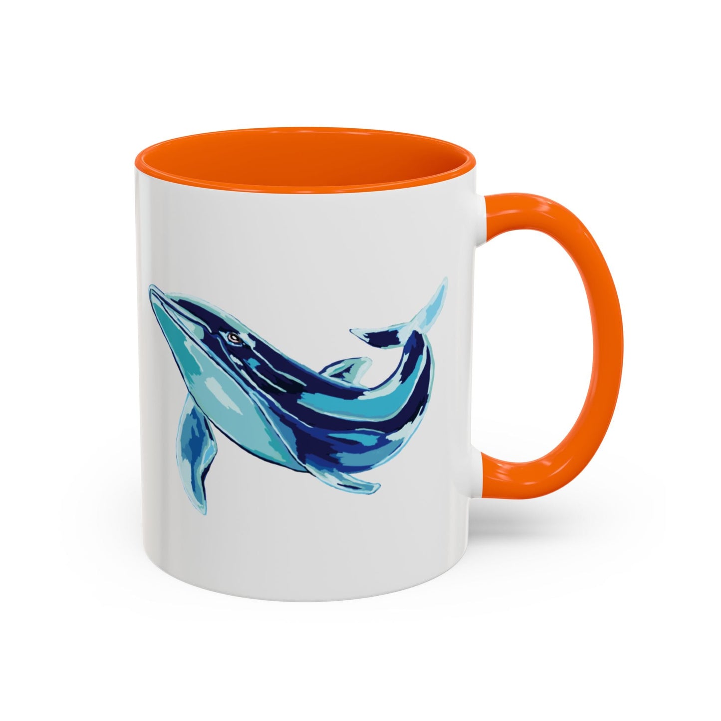 Blue Whale Ocean Life Two Tone Ceramic Coffee Mug - 11 oz & 15 oz - Blue Cava