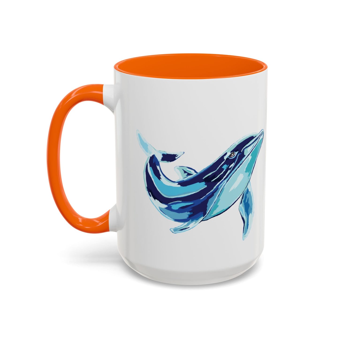 Blue Whale Ocean Life Two Tone Ceramic Coffee Mug - 11 oz & 15 oz - Blue Cava