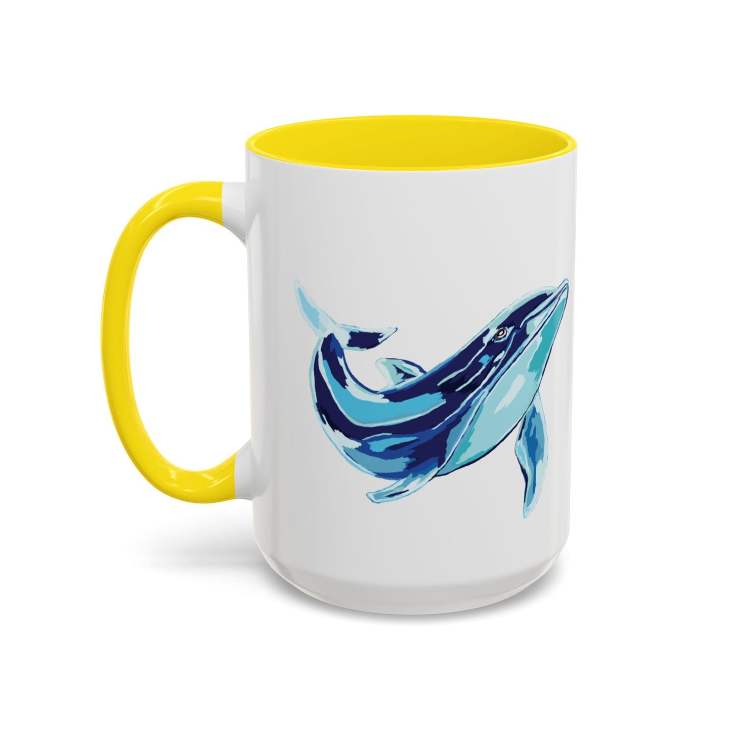 Blue Whale Ocean Life Two Tone Ceramic Coffee Mug - 11 oz & 15 oz - Blue Cava
