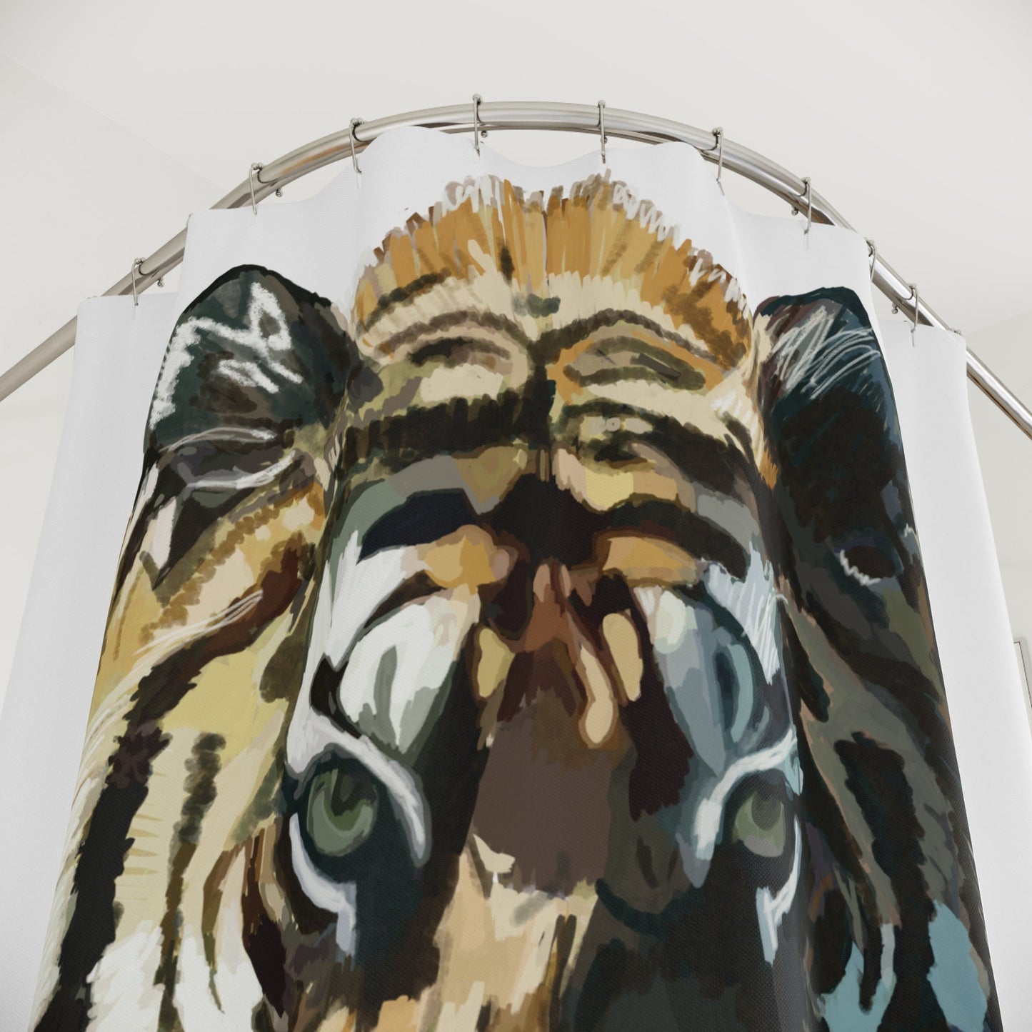 Bold Tiger Shower Curtain – Wild Animal Decor for Nature Lovers - Blue Cava