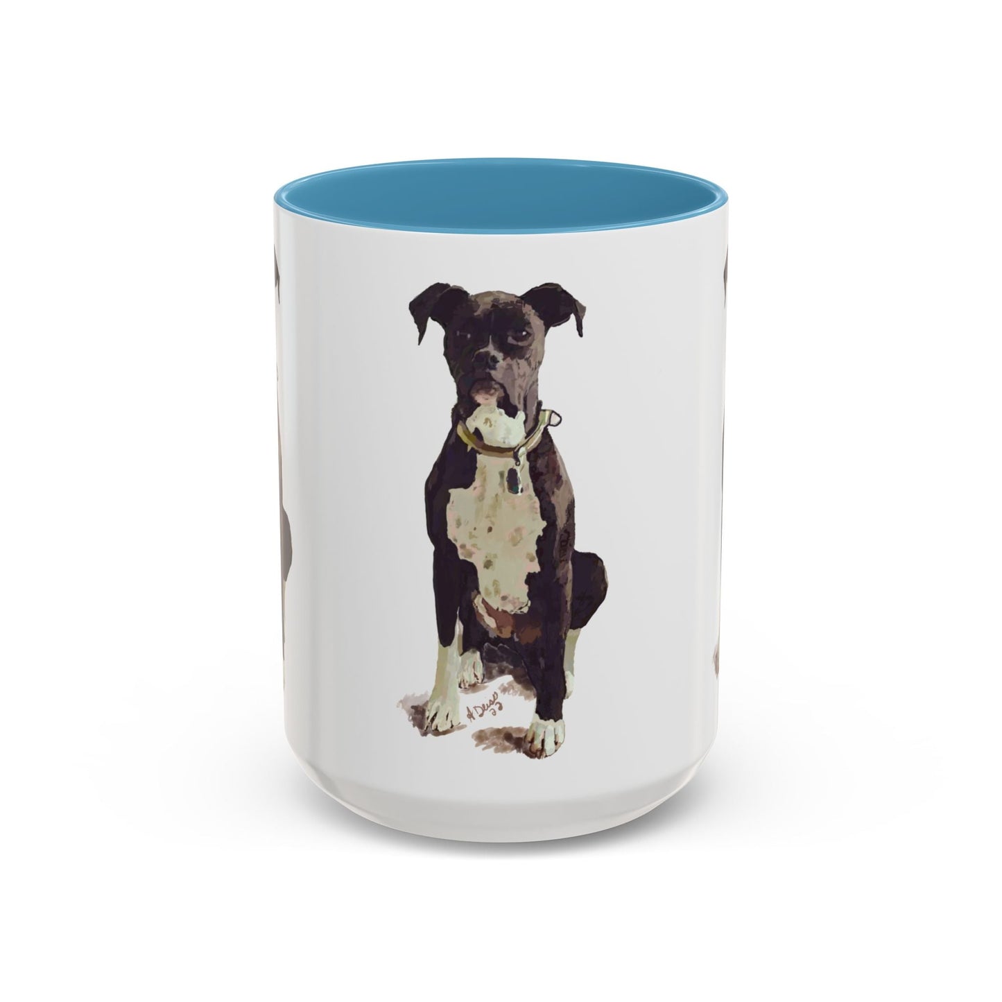 Boxer Dog Two Tone Coffee Mug (11oz & 15oz) - Blue Cava