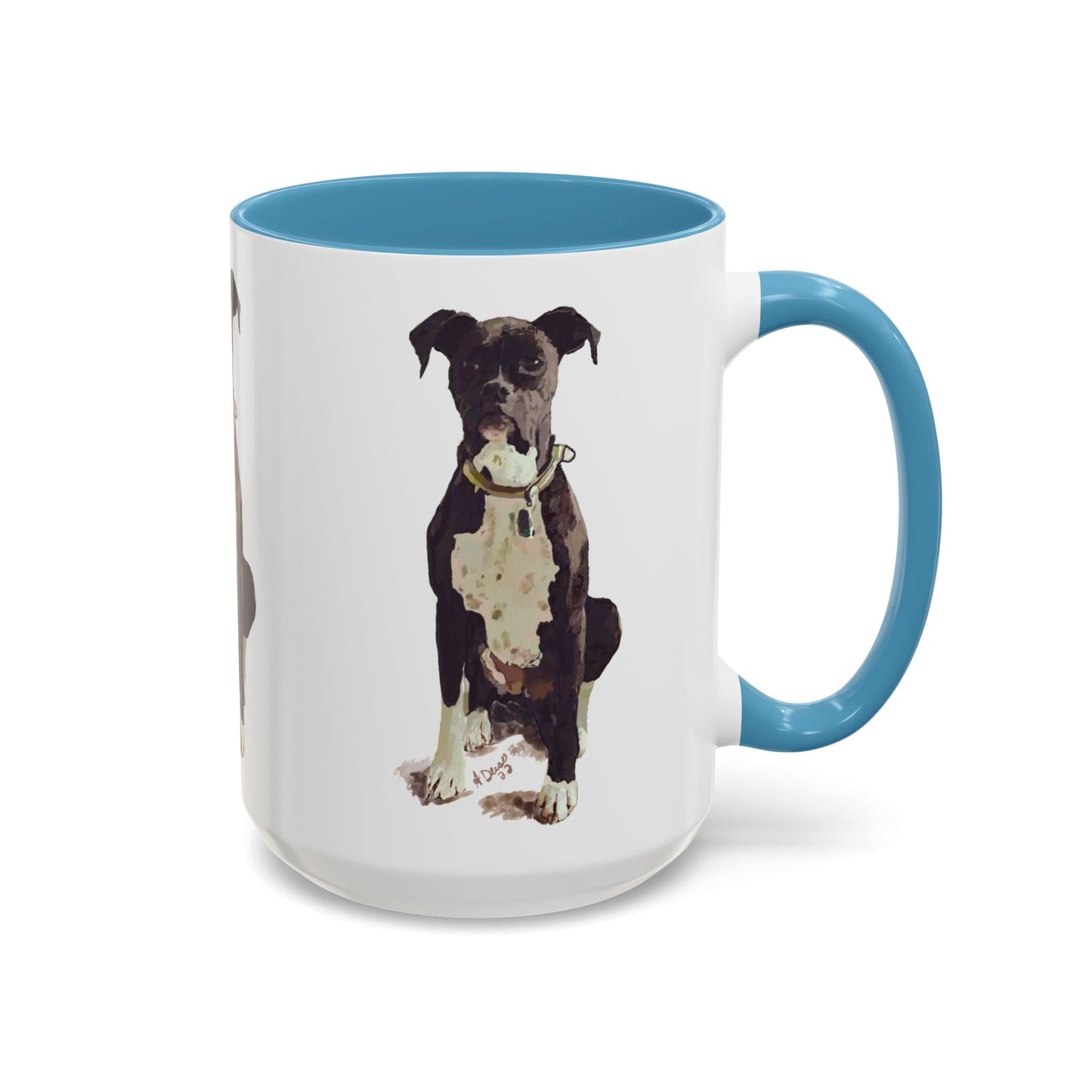 Boxer Dog Two Tone Coffee Mug (11oz & 15oz) - Blue Cava