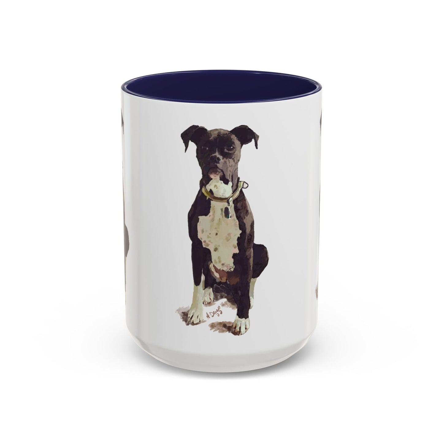 Boxer Dog Two Tone Coffee Mug (11oz & 15oz) - Blue Cava