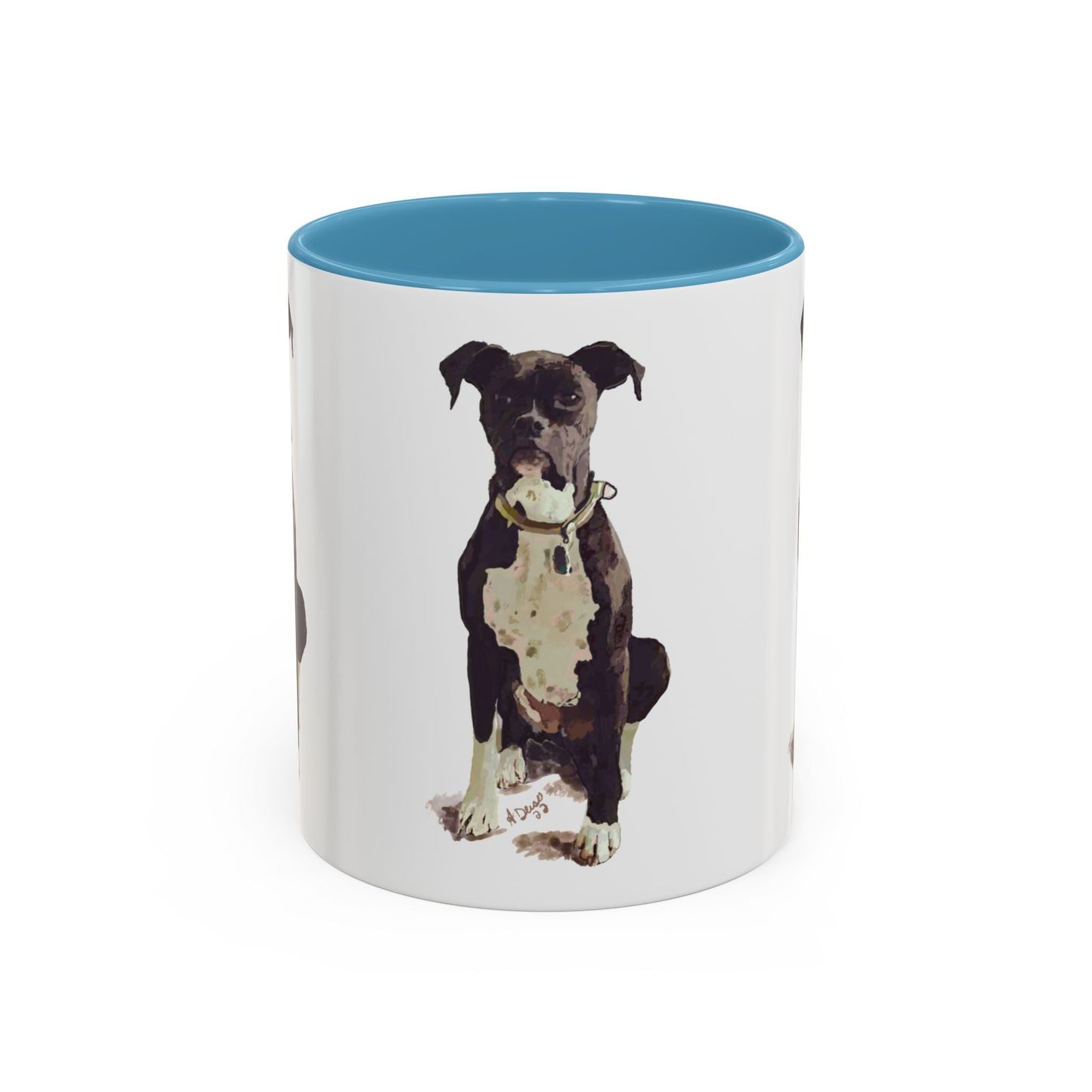 Boxer Dog Two Tone Coffee Mug (11oz & 15oz) - Blue Cava