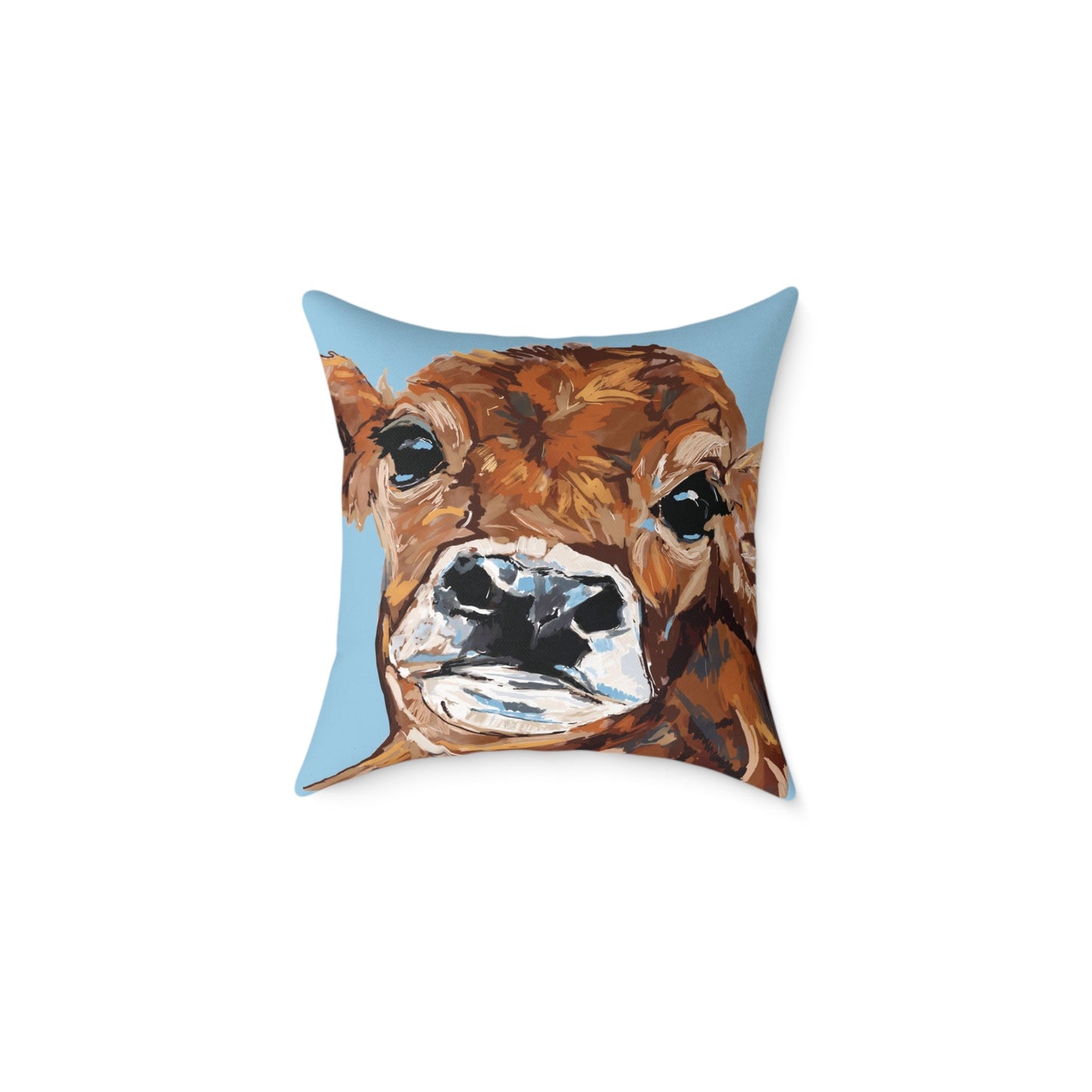 Brown Cow Farmhouse Square Poly Canvas Throw Pillows - Blue Cava
