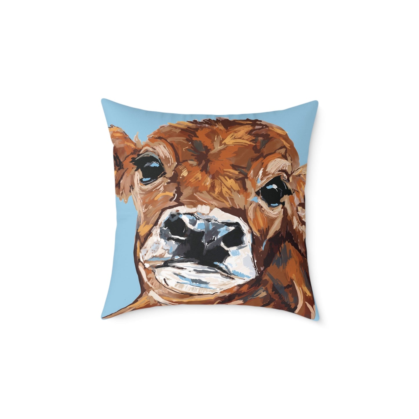 Brown Cow Farmhouse Square Poly Canvas Throw Pillows - Blue Cava