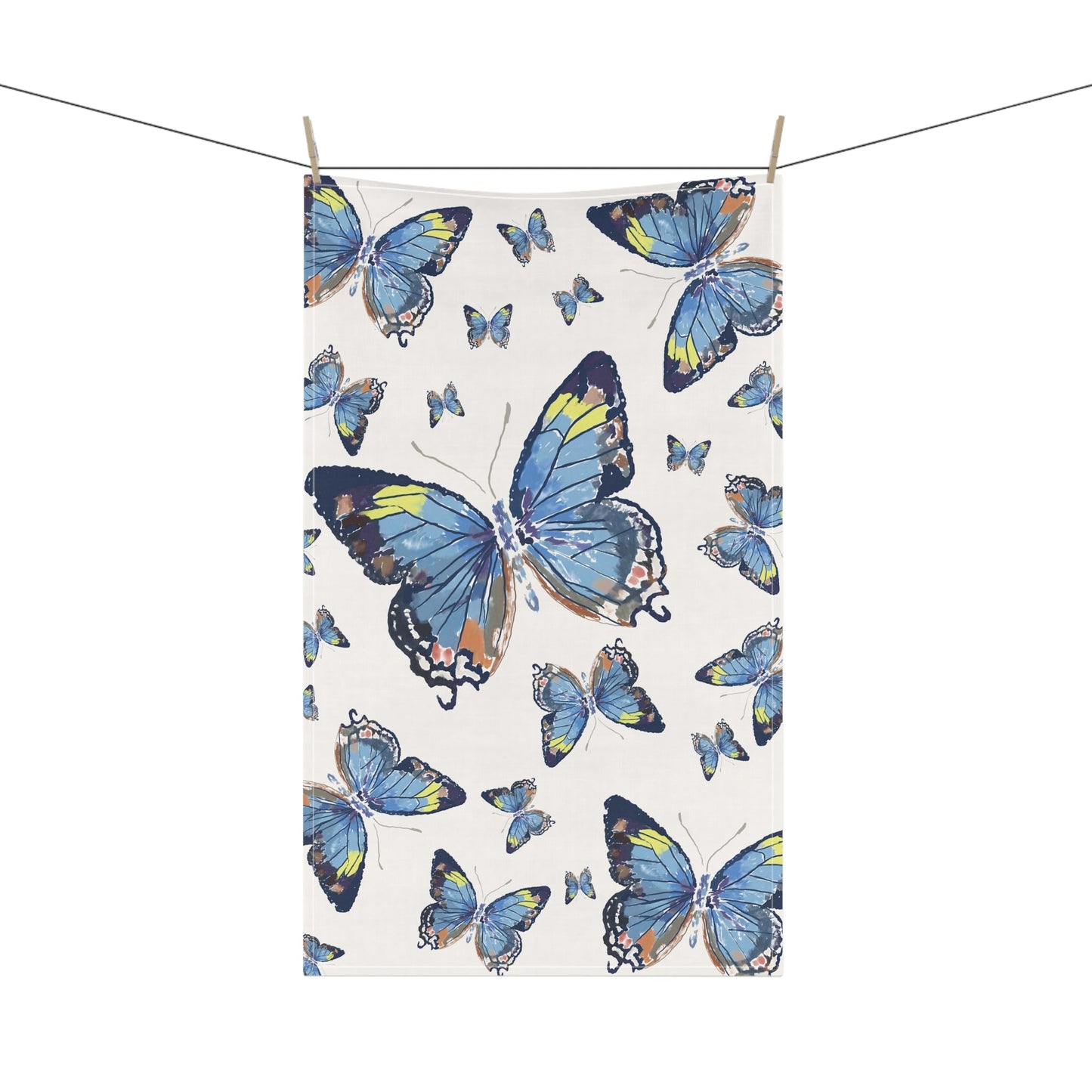 Butterflies Kitchen Tea Towels - Blue Cava