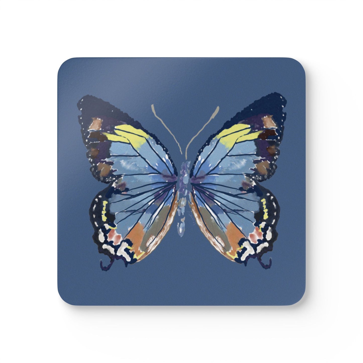 Butterfly Cork Coaster Set - Eco - Friendly Drinkware Accessories - Blue Cava
