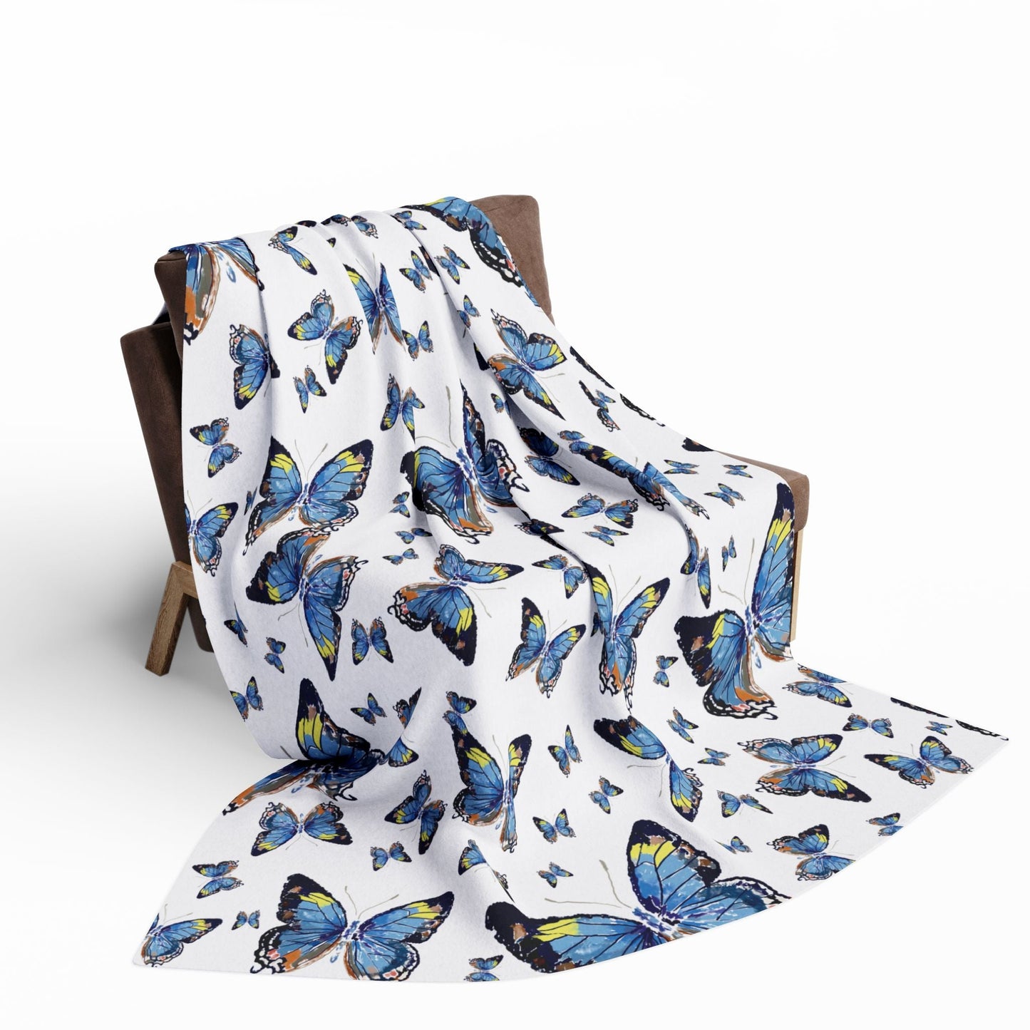 Butterfly Flutter Arctic Fleece Blankets - Blue Cava