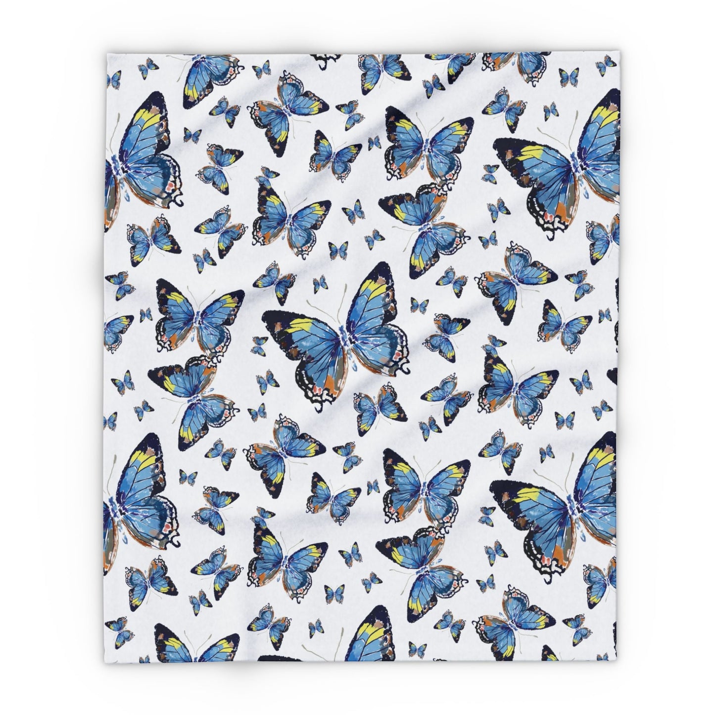 Butterfly Flutter Arctic Fleece Blankets - Blue Cava