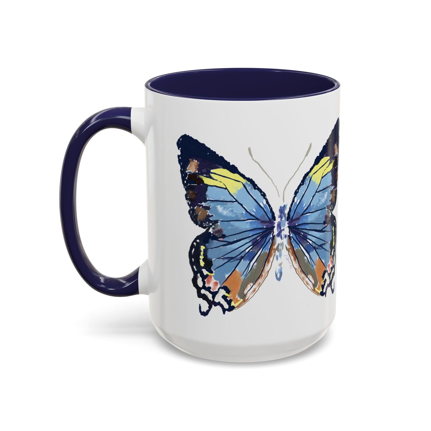 Butterfly Two Tone Ceramic Mug - 11oz & 15oz - Blue Cava