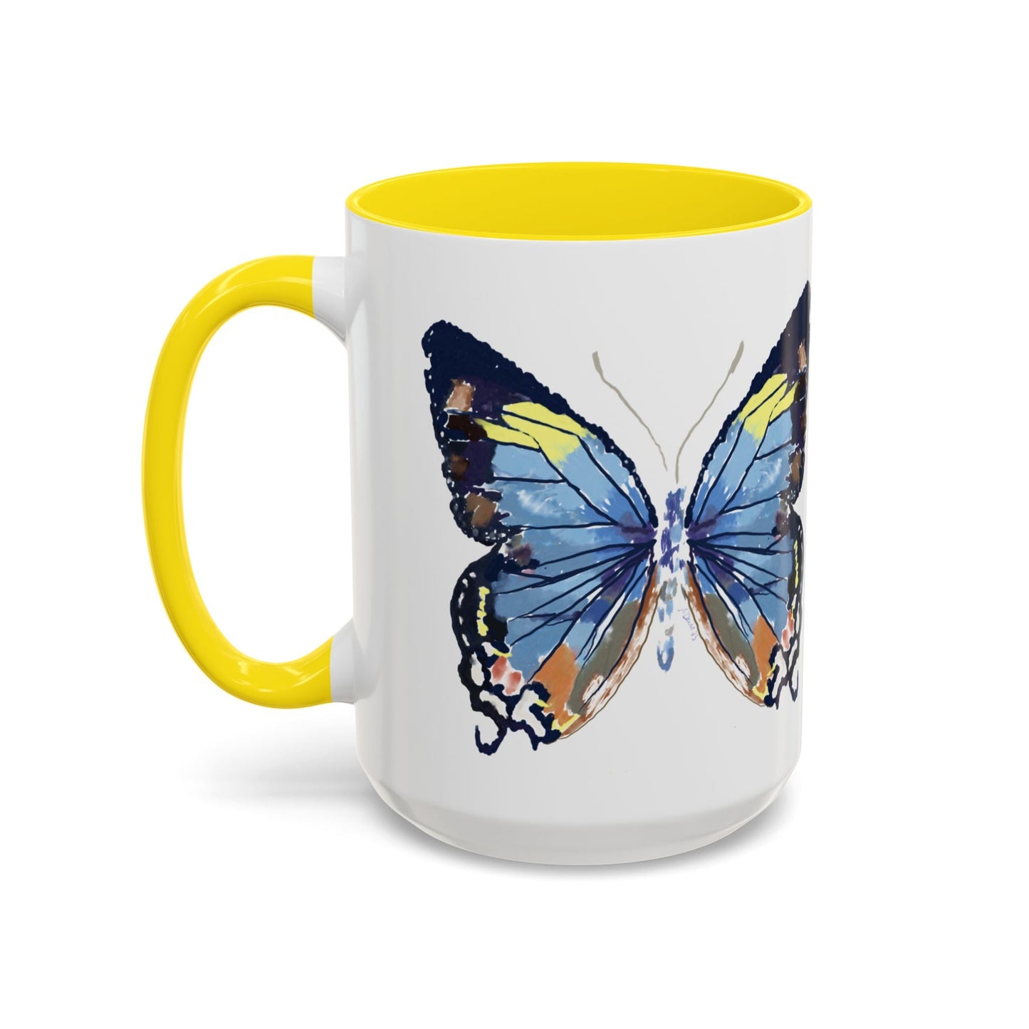 Butterfly Two Tone Ceramic Mug - 11oz & 15oz - Blue Cava