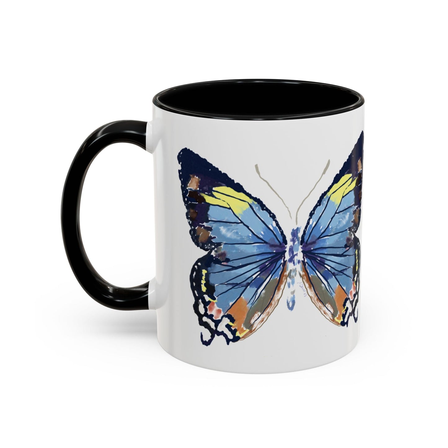 Butterfly Two Tone Ceramic Mug - 11oz & 15oz - Blue Cava