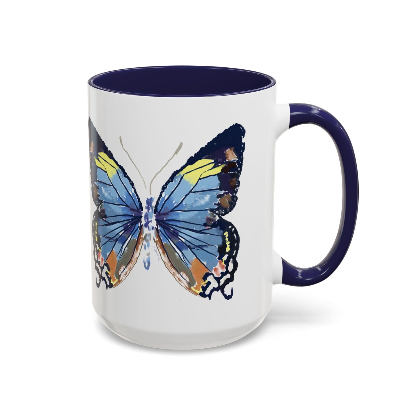 Butterfly Two Tone Ceramic Mug - 11oz & 15oz - Blue Cava