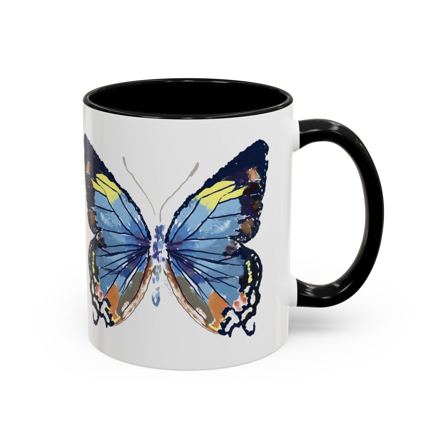 Butterfly Two Tone Ceramic Mug - 11oz & 15oz - Blue Cava