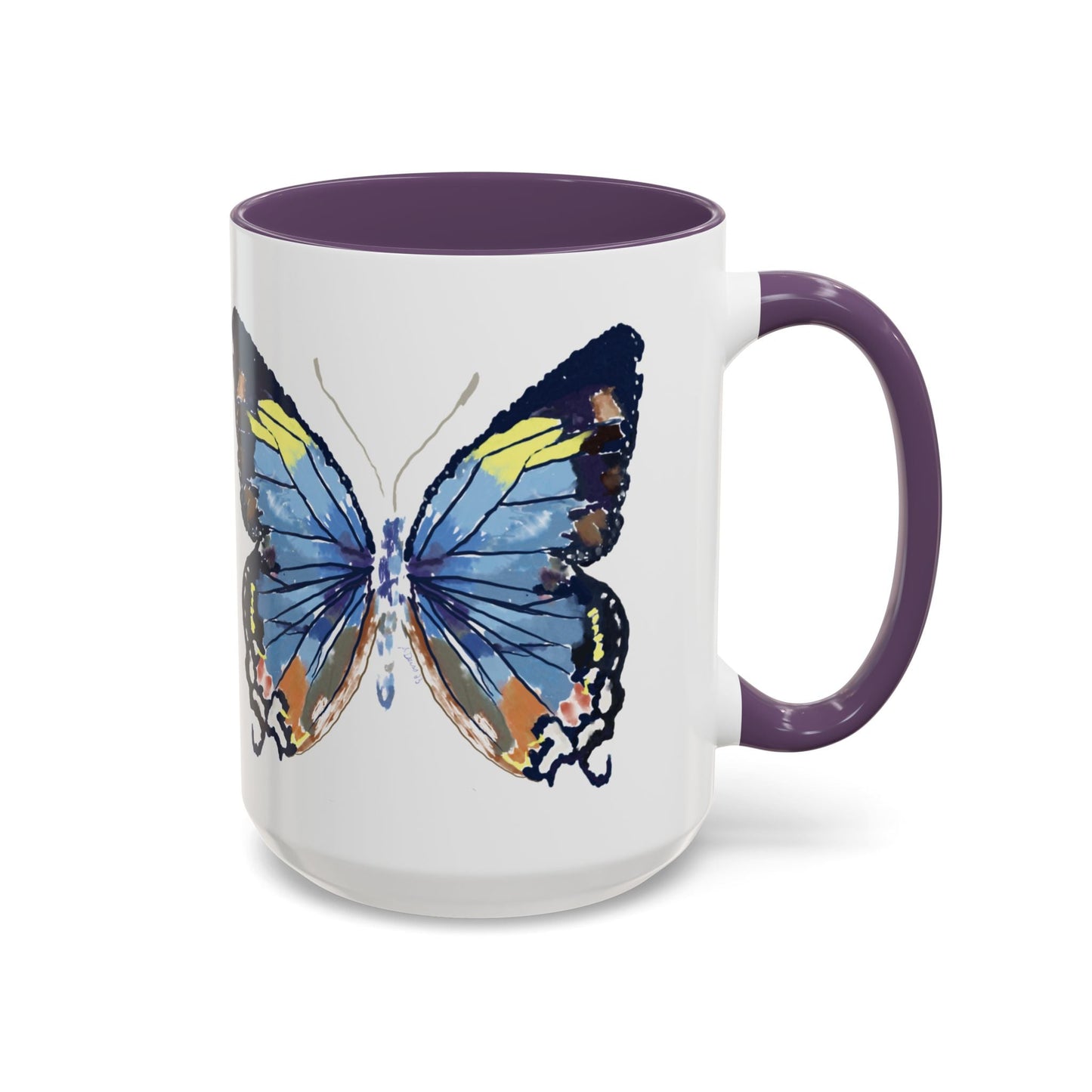 Butterfly Two Tone Ceramic Mug - 11oz & 15oz - Blue Cava