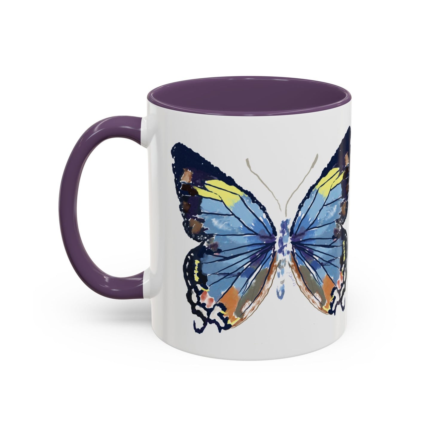 Butterfly Two Tone Ceramic Mug - 11oz & 15oz - Blue Cava