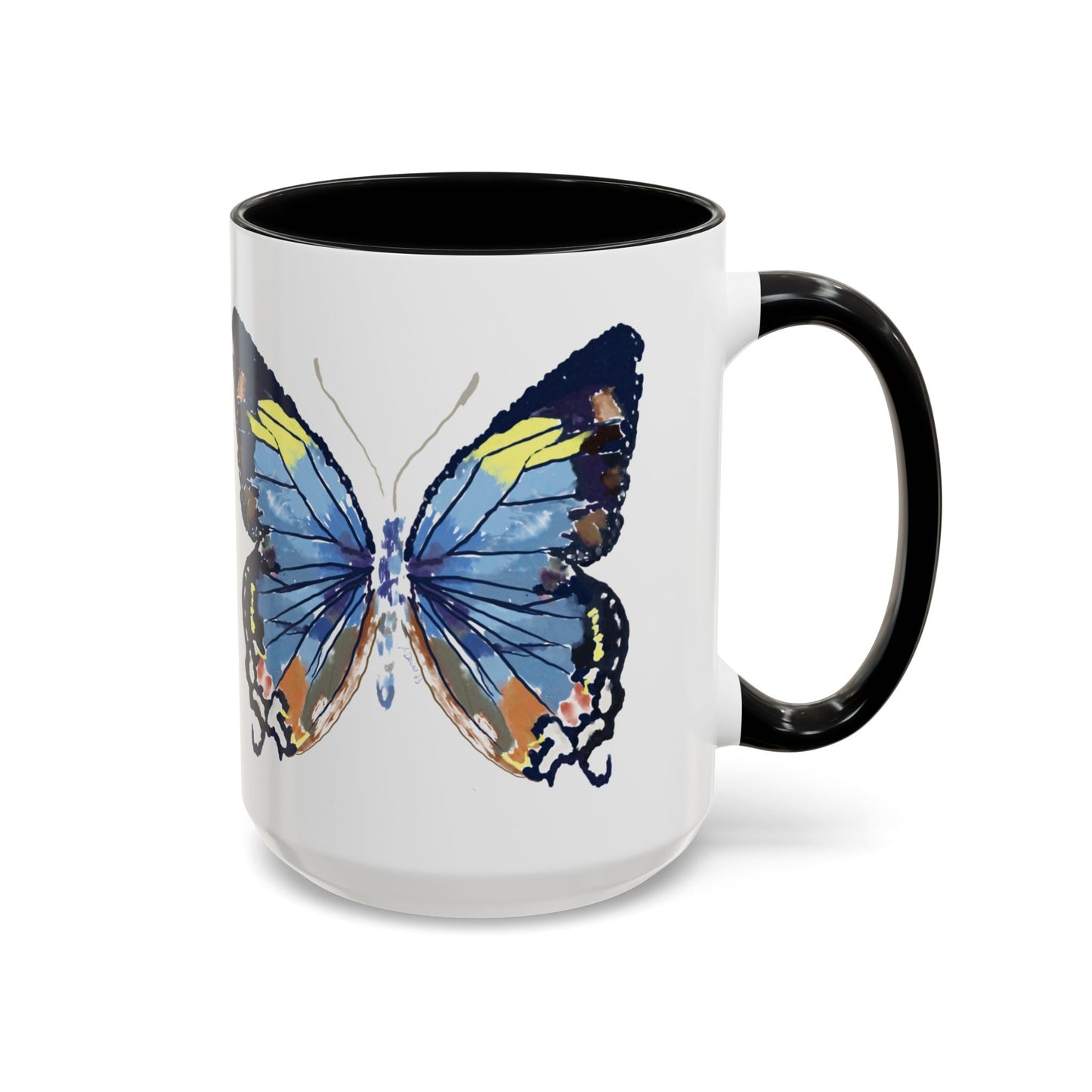 Butterfly Two Tone Ceramic Mug - 11oz & 15oz - Blue Cava