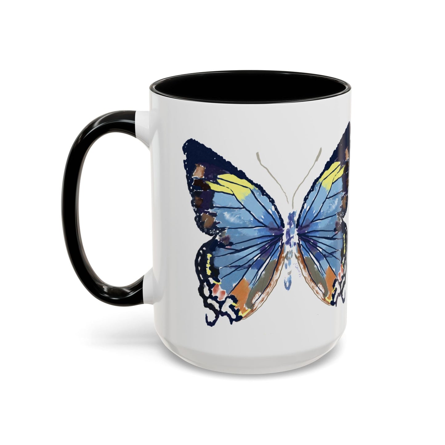 Butterfly Two Tone Ceramic Mug - 11oz & 15oz - Blue Cava