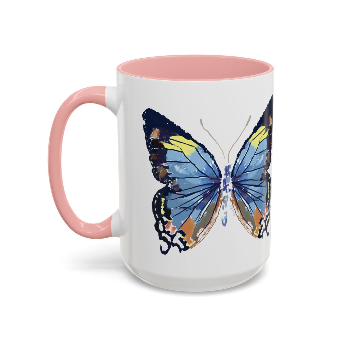Butterfly Two Tone Ceramic Mug - 11oz & 15oz - Blue Cava