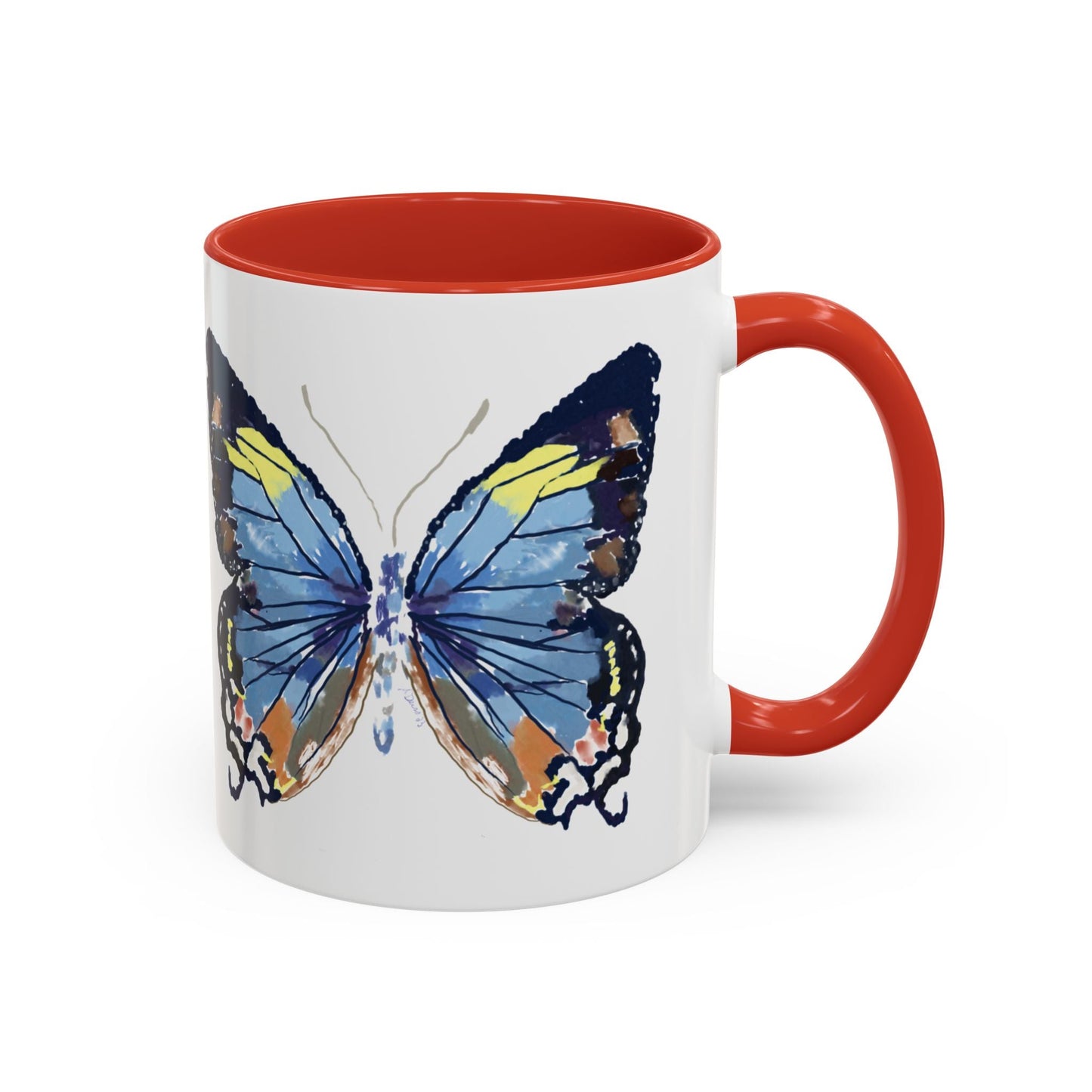 Butterfly Two Tone Ceramic Mug - 11oz & 15oz - Blue Cava