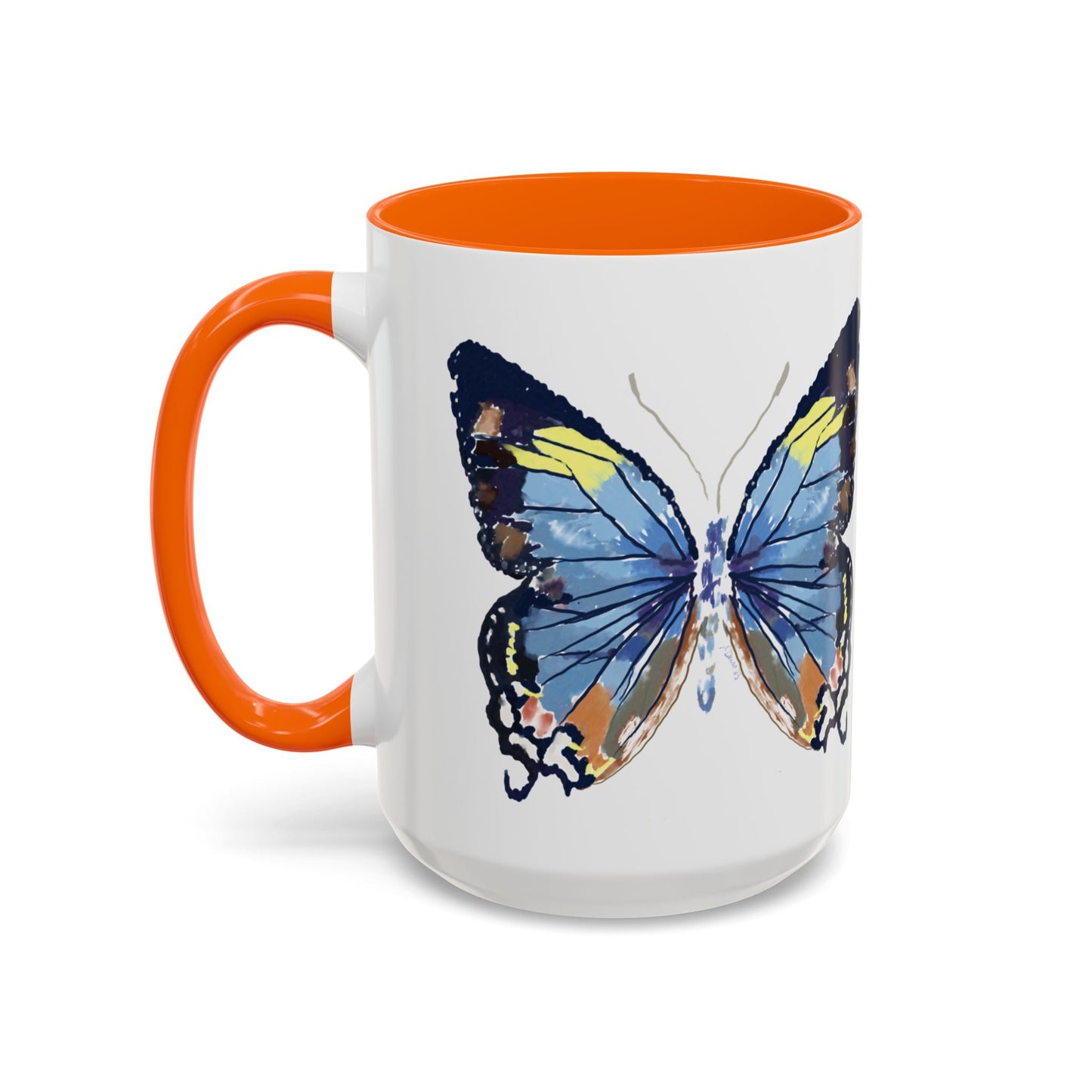 Butterfly Two Tone Ceramic Mug - 11oz & 15oz - Blue Cava