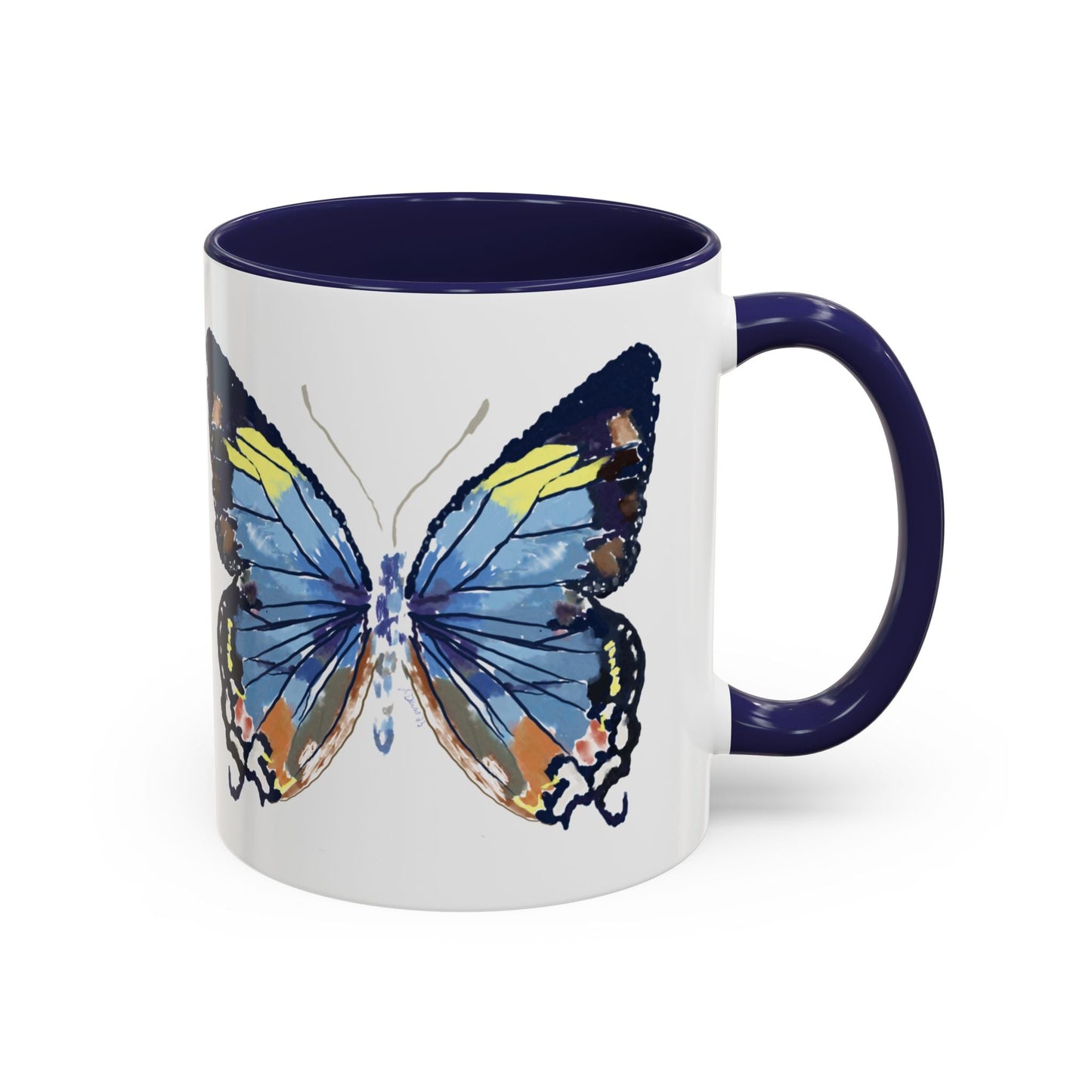 Butterfly Two Tone Ceramic Mug - 11oz & 15oz - Blue Cava
