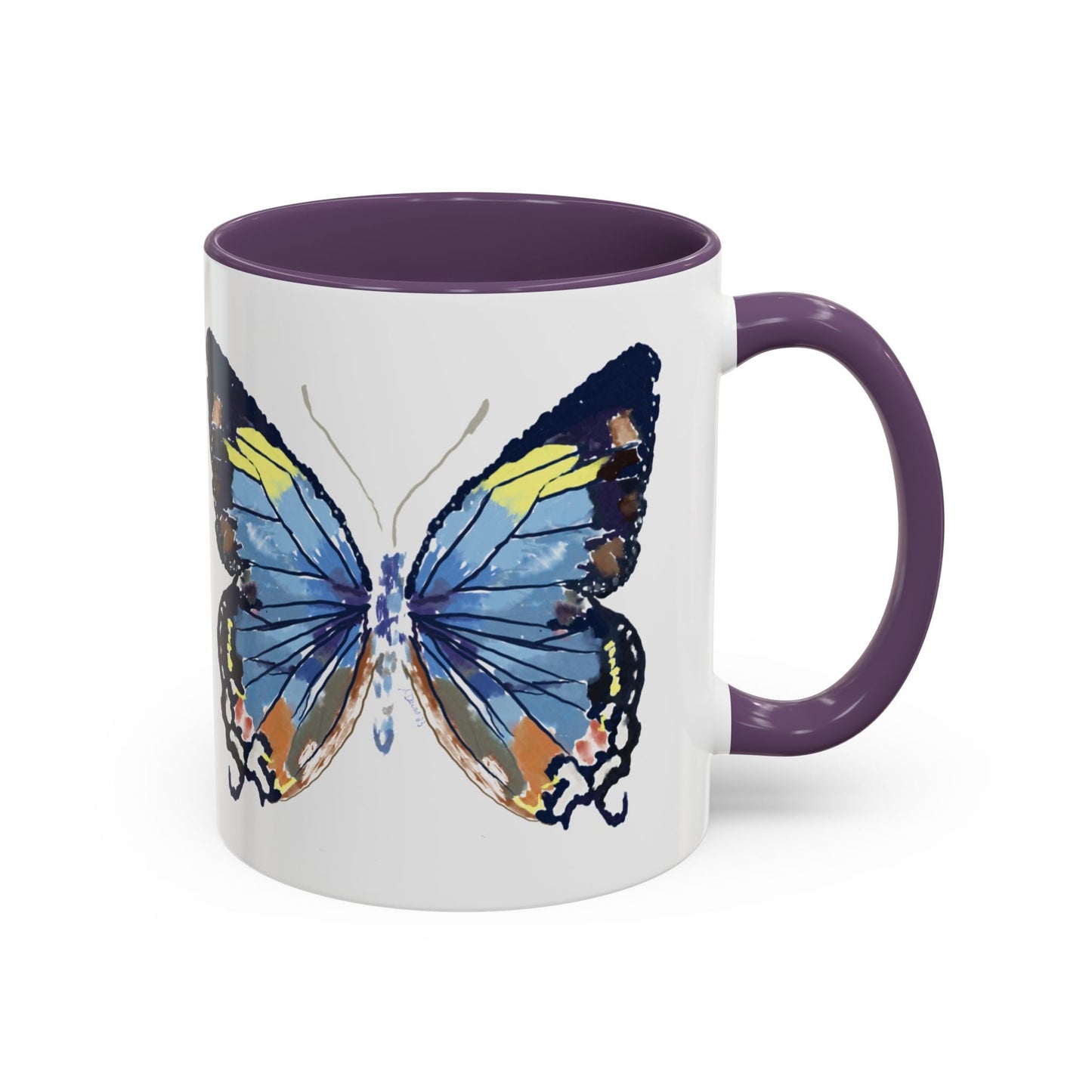 Butterfly Two Tone Ceramic Mug - 11oz & 15oz - Blue Cava