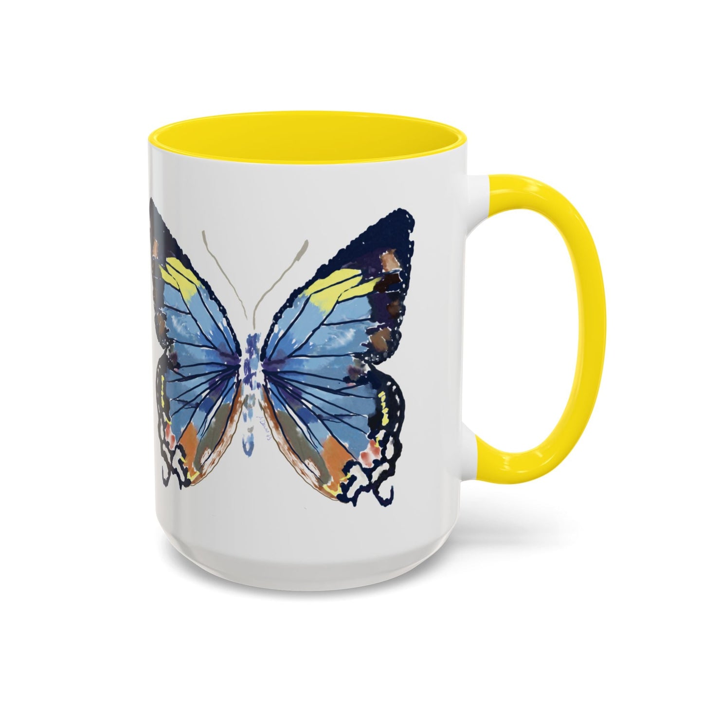 Butterfly Two Tone Ceramic Mug - 11oz & 15oz - Blue Cava