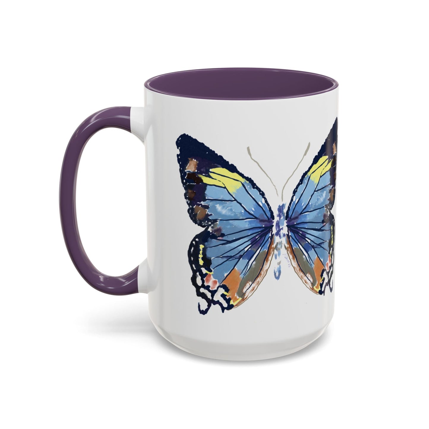 Butterfly Two Tone Ceramic Mug - 11oz & 15oz - Blue Cava