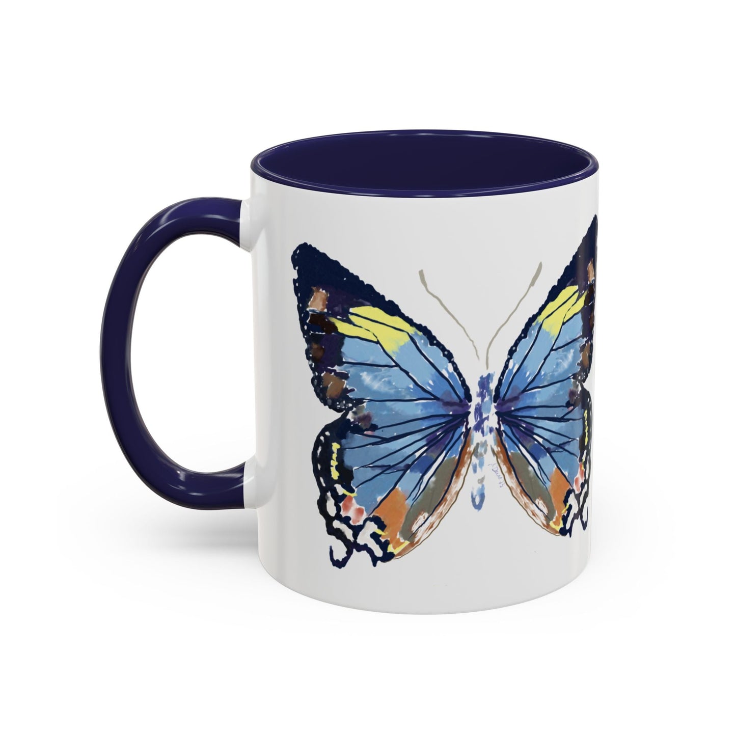 Butterfly Two Tone Ceramic Mug - 11oz & 15oz - Blue Cava