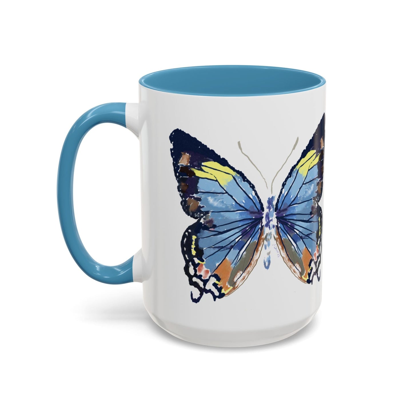 Butterfly Two Tone Ceramic Mug - 11oz & 15oz - Blue Cava