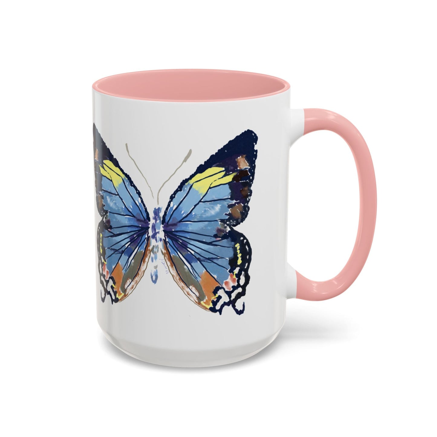 Butterfly Two Tone Ceramic Mug - 11oz & 15oz - Blue Cava