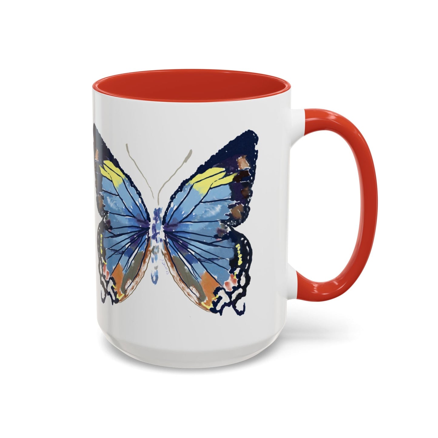 Butterfly Two Tone Ceramic Mug - 11oz & 15oz - Blue Cava