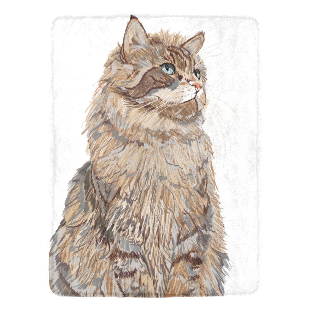 Cat Ultra - Soft Micro Fleece Blanket 60" X 80" - Blue Cava