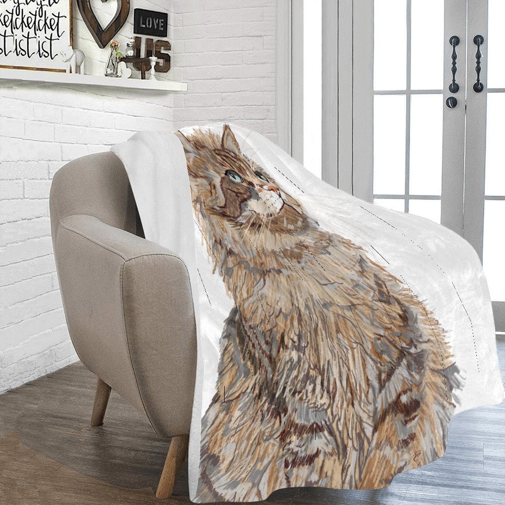 Cat Ultra - Soft Micro Fleece Blanket 60" X 80" - Blue Cava