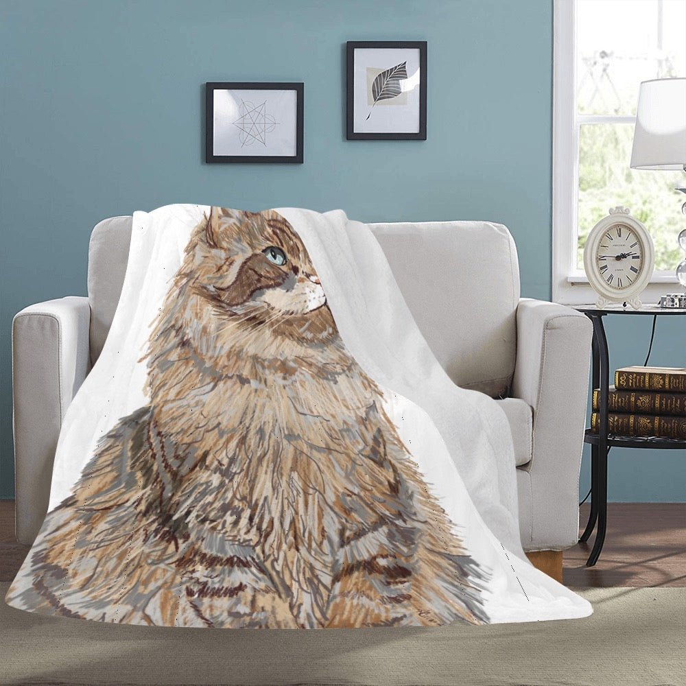 Cat Ultra - Soft Micro Fleece Blanket 60" X 80" - Blue Cava